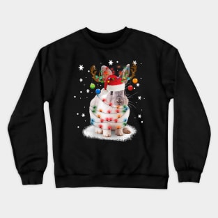 Bunny Rabbit Christmas Lights Santa Hat Funny Xmas Crewneck Sweatshirt
